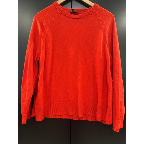 Eileen Fisher Sweaters - Eileen Fisher Womens 100% Merino Wool Raglan Sweater Orange Red S R18MF